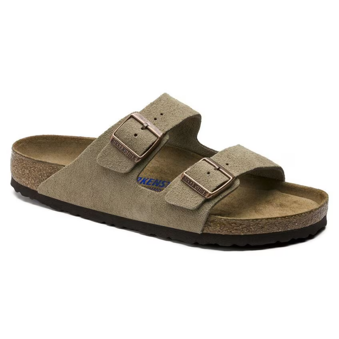 Women's taupe comfort sandals with adjustable hook-and-loop straps for ergonomic support & casual summer wear.