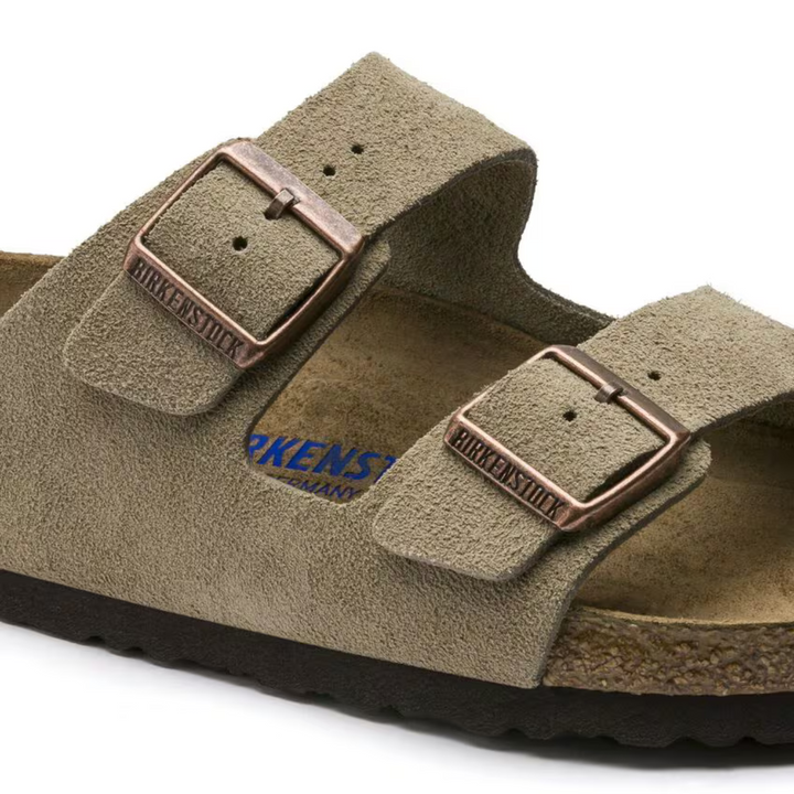 Front view of women's taupe adjustable comfort sandals, offering ergonomic support & a secure fit for daily wear.