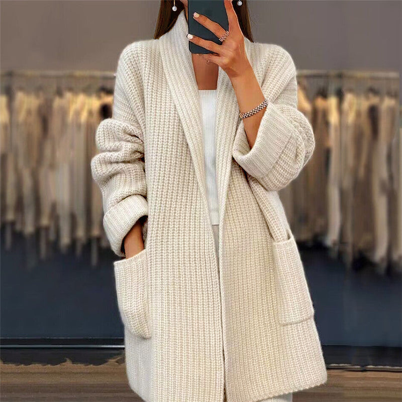 Women's Thalira cozy oversized cardigan. Open front, soft knit for comfortable and chic everyday layering.