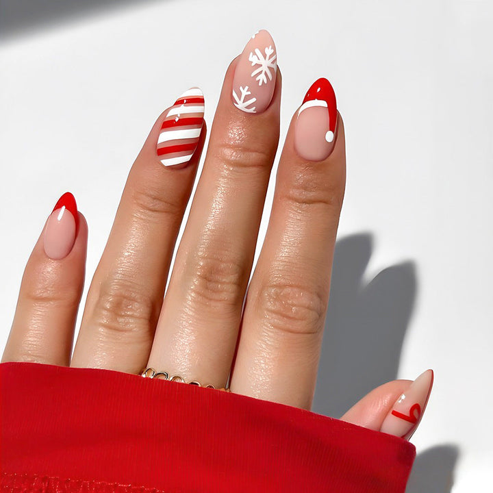 Women's themed press-on nail art set for quick & easy DIY manicures. Includes false nails & accessories.