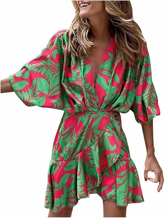 Women's tiered ruffled boho midi dress, perfect for a flowy bohemian summer look.