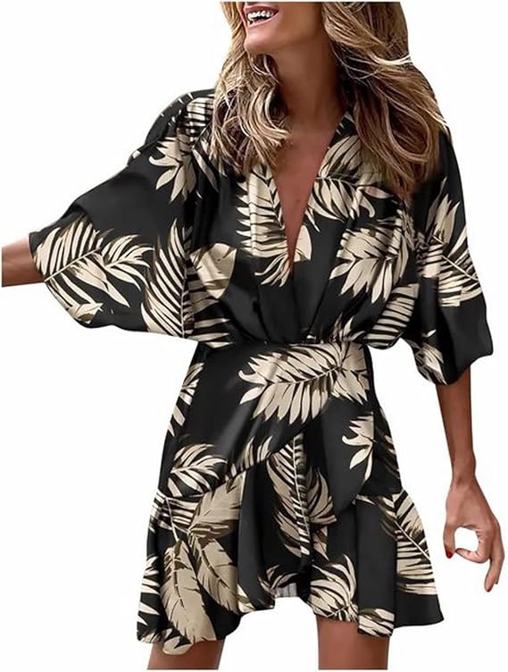 Flowy women's tiered ruffled boho dress, a stylish and comfortable midi for casual summer wear.