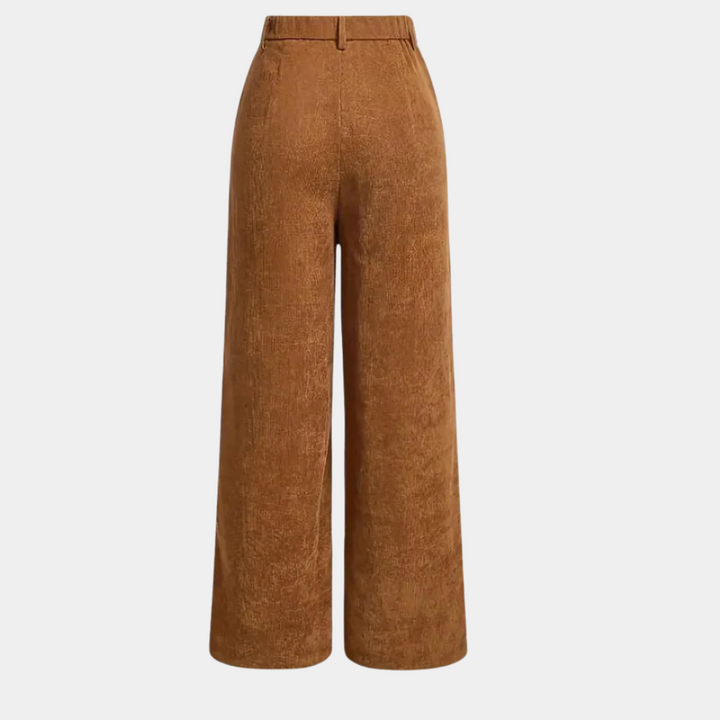 Comfortable women's corduroy pants, regular fit. Classic brown corduroy trousers for versatile casual style.