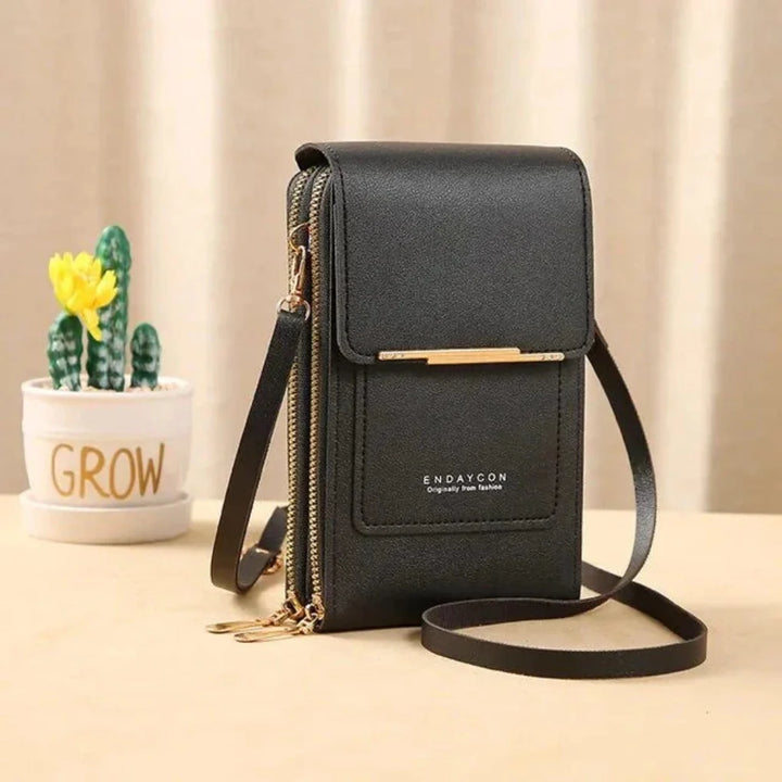 Women's touch screen shoulder bag, perfect for easy phone access & on-the-go convenience.
