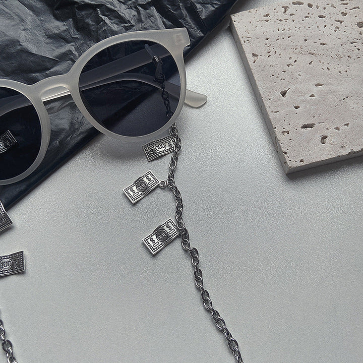 Stylish women's banknote pendant necklace. Trendy, unique fashion jewelry, perfect for a chic statement.