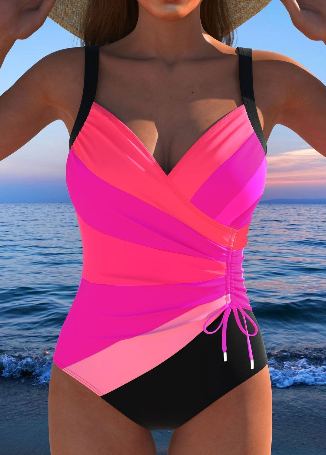 Elegant women's printed bikini bathing suit, designed with tummy control for a flattering fit.