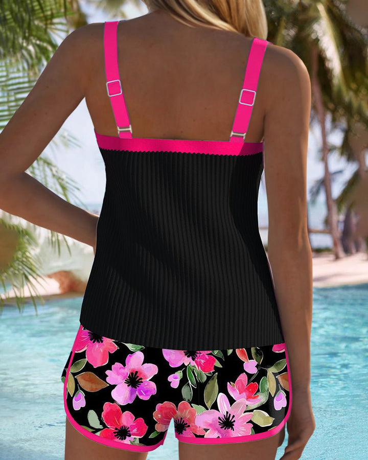 Supportive & flattering women's tummy control tankini. Ribbed two-piece swimwear for a confident look.