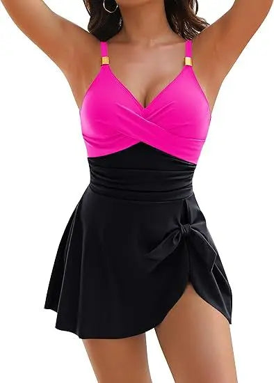 One-piece skirted beachwear, elegant design and tummy control for a stylish look.