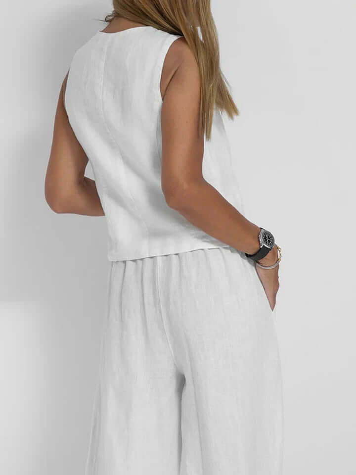 Go-to women's two-piece vest set, offering versatile fashion for elegant casual & office.