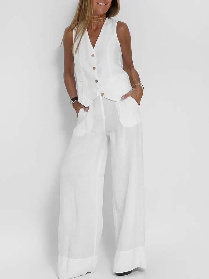 Professional women's two-piece vest set, an elegant outfit for modern office wear.