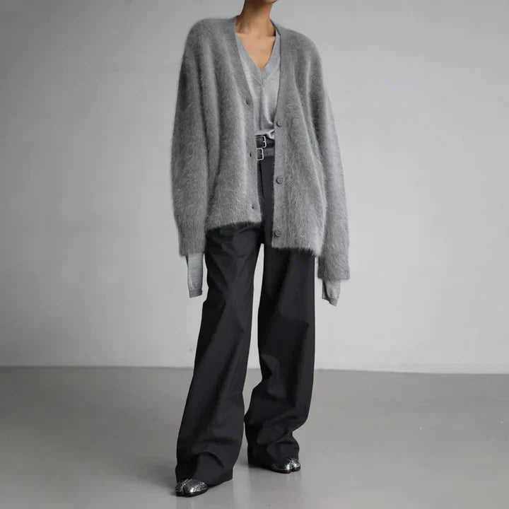 Elegant women's layering cardigan. Ultimate soft knit, long sleeve, open front sweater for versatile fashion.
