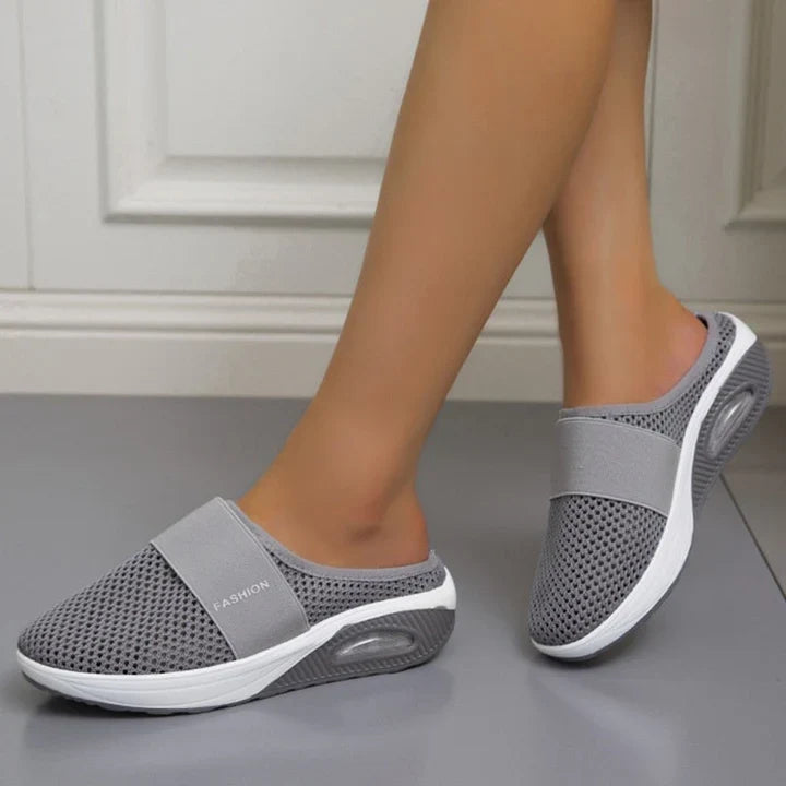 Women's Ultra Comfort Air-Cushion Slip-On Walking Shoes in a neutral color. Easy-wear everyday footwear.