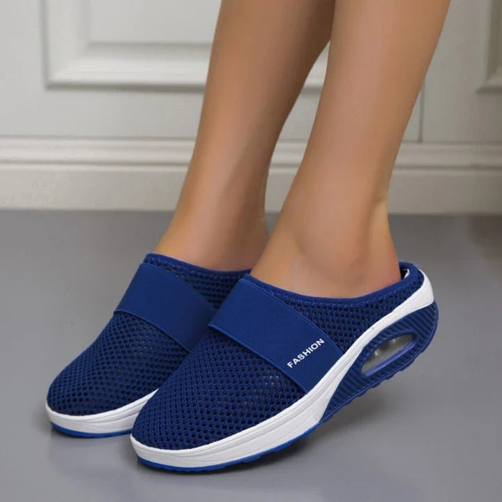 Close-up of the breathable knit upper on women's Ultra Comfort slip-on walking shoes, perfect for airflow.