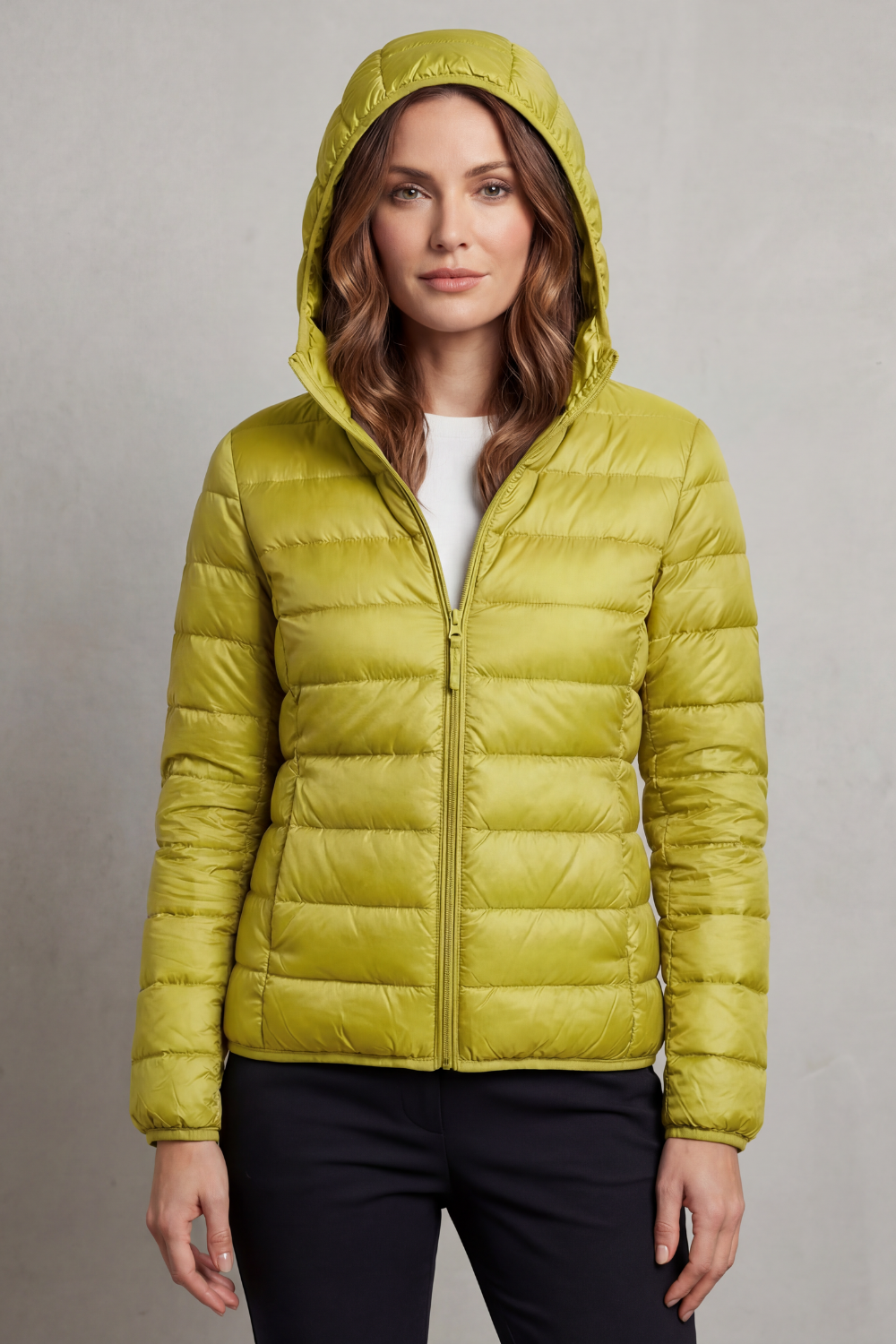 Women's versatile ultralight hooded puffer, a stylish packable coat for fall & winter.