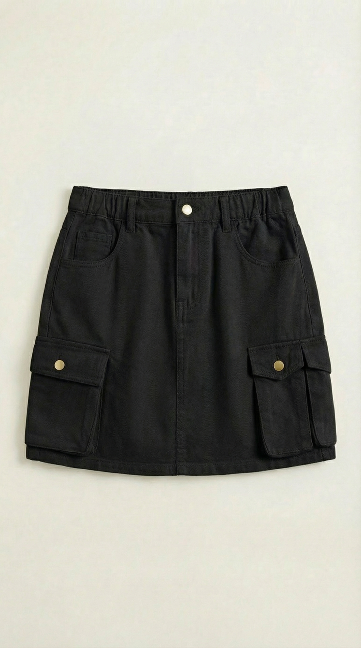 Versatile women's cargo A-line mini skirt for urban fashion, streetwear, and utility.