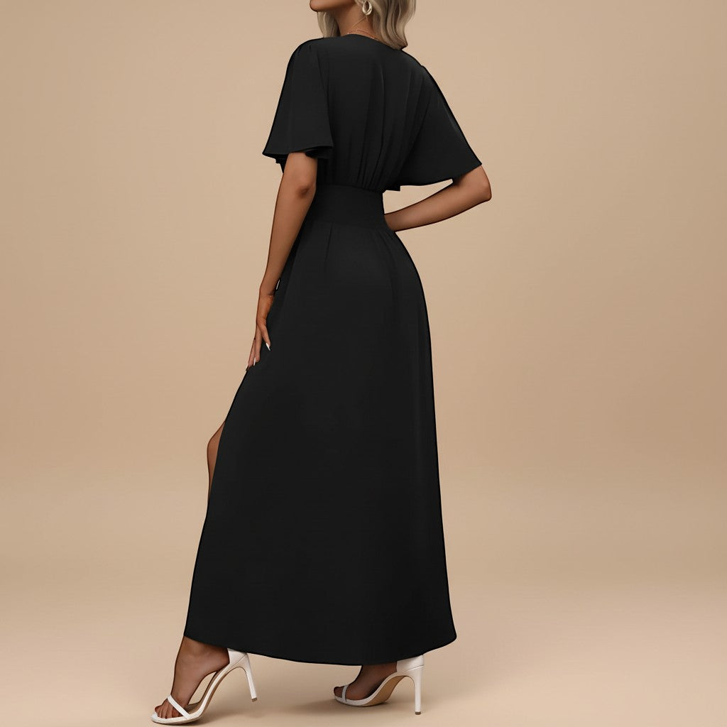 Elegant women's V-neck maxi dress, perfect for evening or party wear.