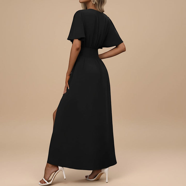 Elegant women's V-neck maxi dress, perfect for evening or party wear.