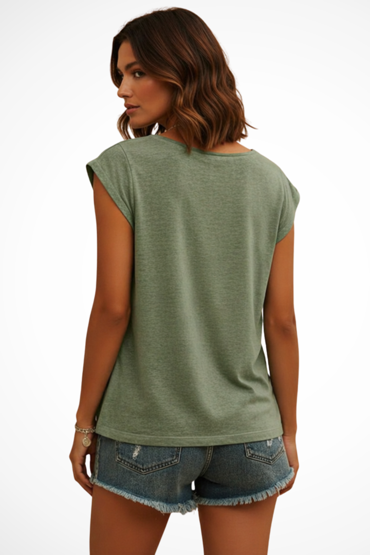 Elegant women's V-neck cami top, sleeveless & relaxed fit. Versatile layering piece for any occasion.