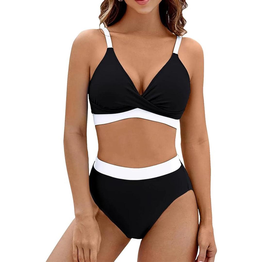 Stylish V-neck shaping swimsuit for women. Tummy control bikini for a confident summer.
