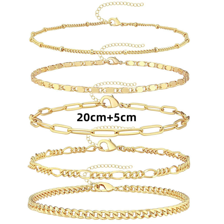 Comfortable adjustable anklet set for women. Versatile gold and silver-tone ankle bracelets for a perfect, custom fit.
