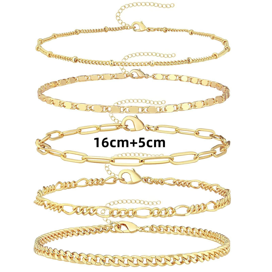 Women's fashion anklet set: versatile adjustable gold & silver-tone ankle bracelets. Multi-style jewelry accessory.