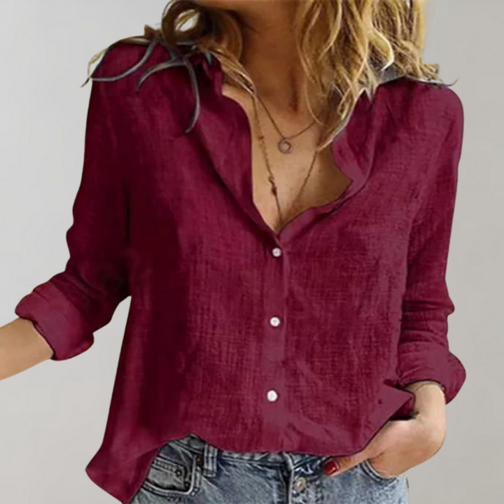 Professional & casual women's long sleeve button-down blouse. Versatile top, great for all seasons and fashion.