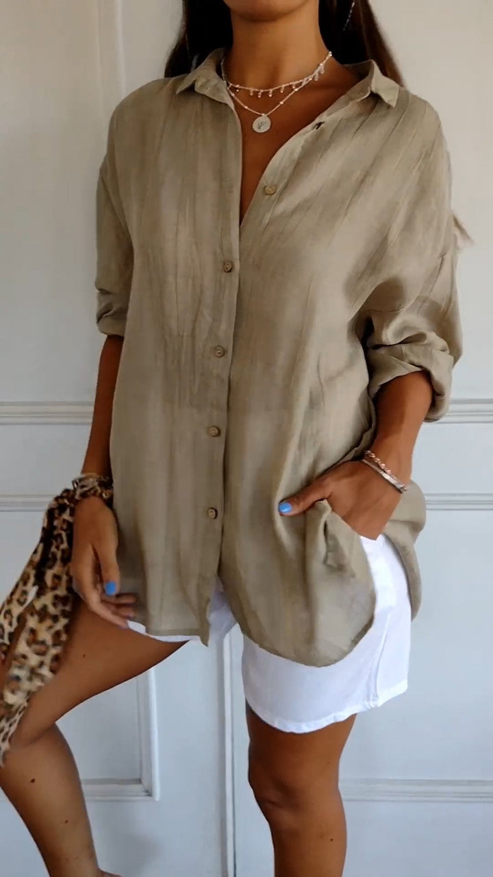 Women's versatile button-down shirt, chic and comfortable for daily fashion.