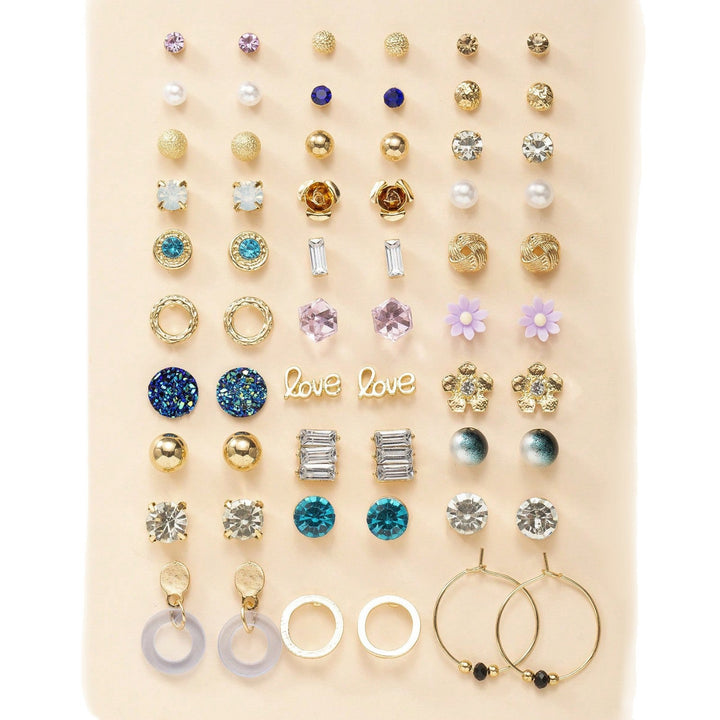 Elegant women's earring set featuring pearl, flower, & heart motifs for versatile styling. Gift for her.