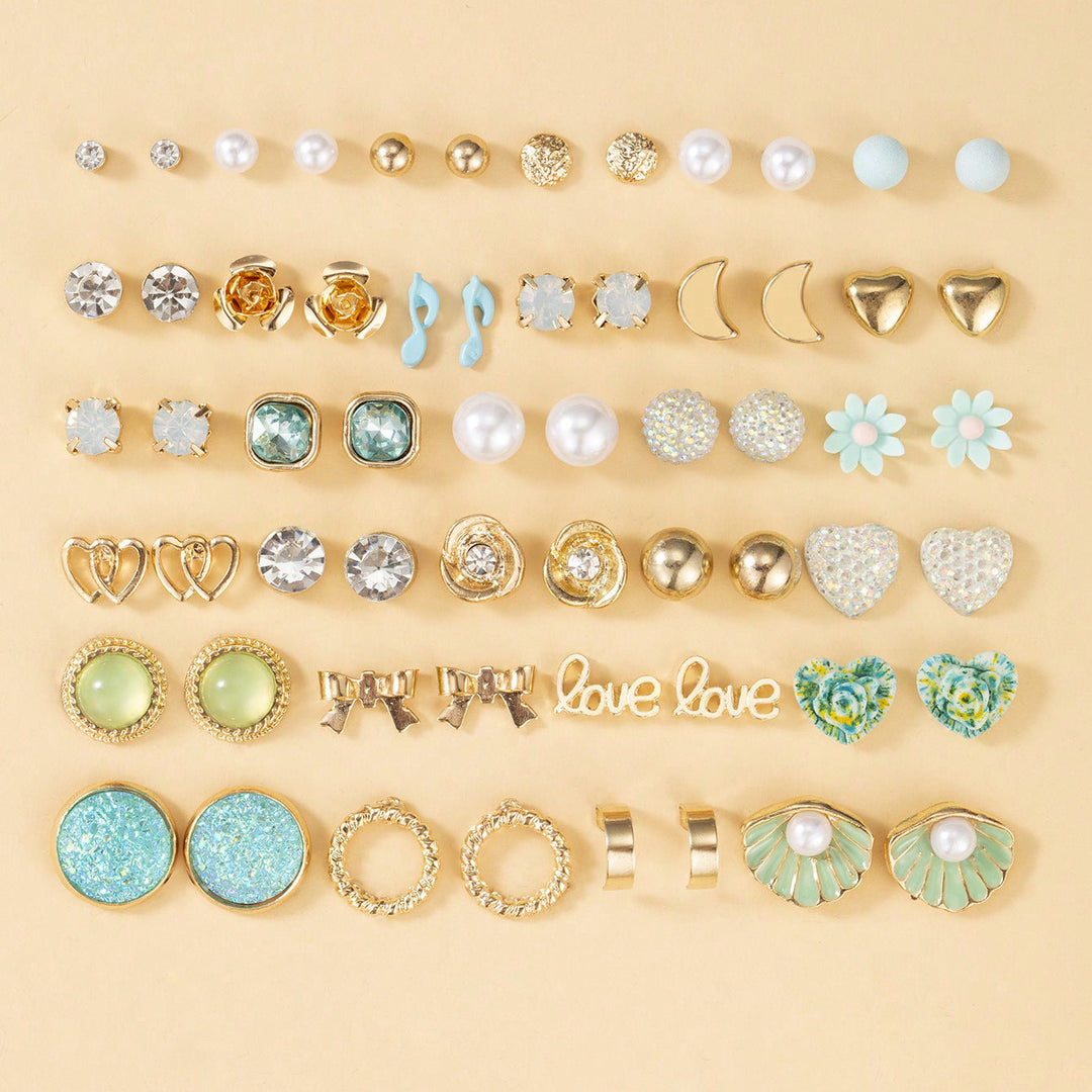 Diverse collection of women's motif earrings, offering versatile styles for every occasion. Jewelry set.