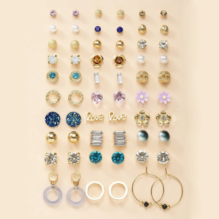 Sparkling flower motif earrings, part of a women's versatile jewelry set. Ideal for fashion-forward women.