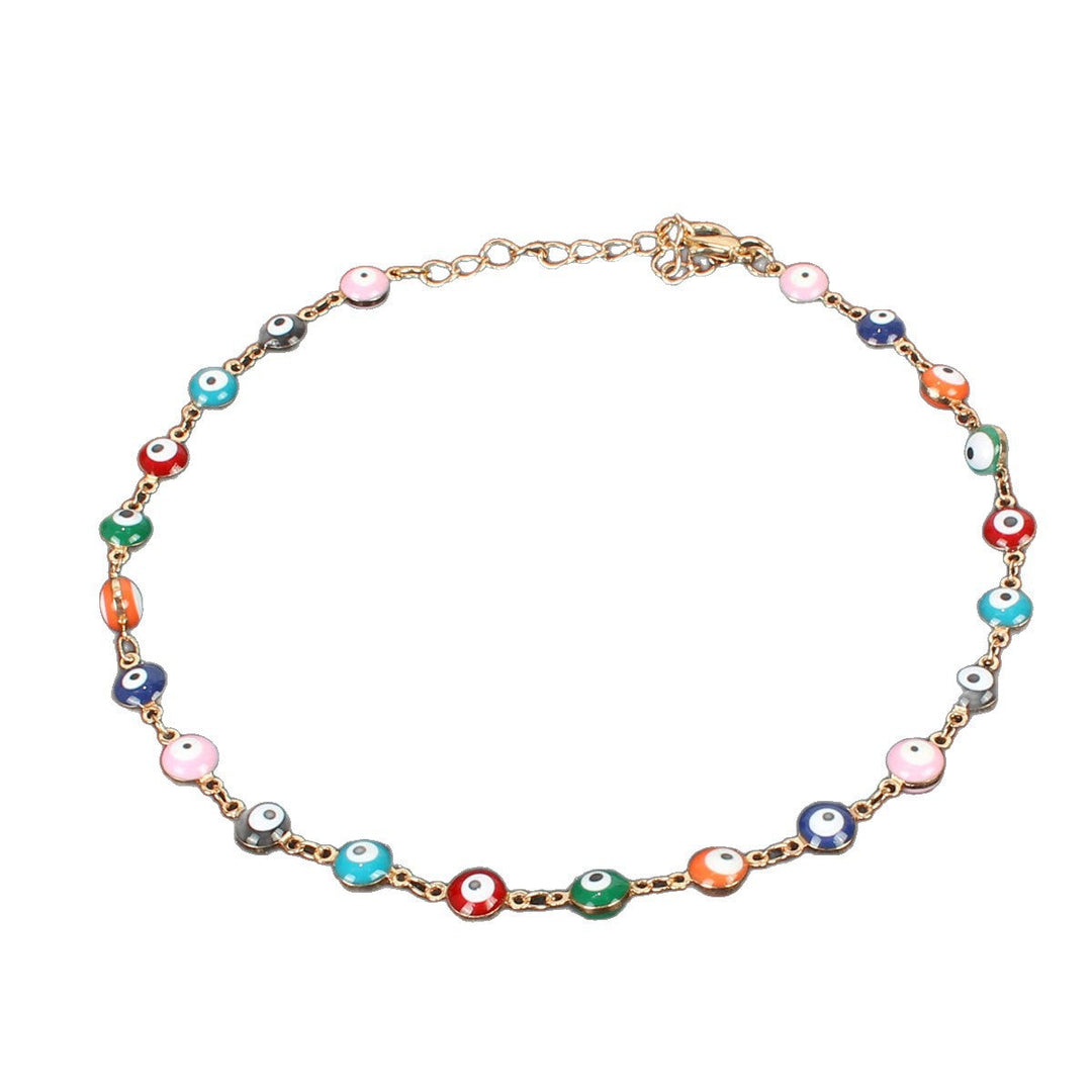 Women's colorful beaded anklet, a chic adjustable accessory for summer, beach, or everyday fashion.