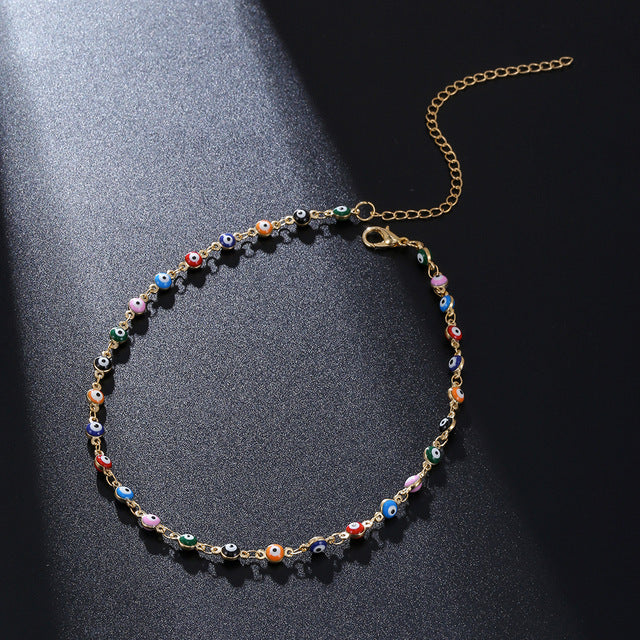 Eye-catching colorful beaded anklet, a vibrant women's fashion jewelry with adjustable design.