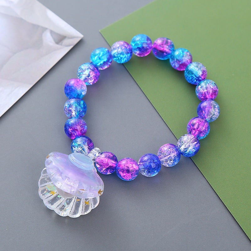 Vibrant women's beaded shell pendant bracelet. Colorful summer jewelry, fashion accessory for her.