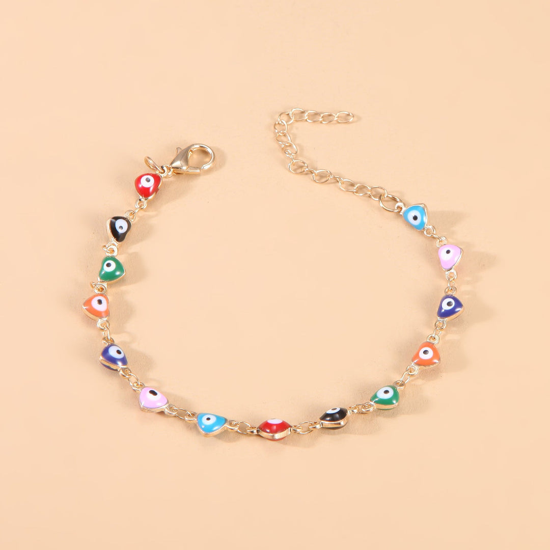 Colorful women's evil eye protection anklet, adjustable boho jewelry.