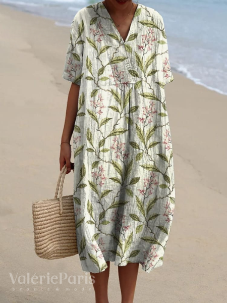 Beach-ready women's floral dress, lightweight, flowy, and perfect for sunny days.