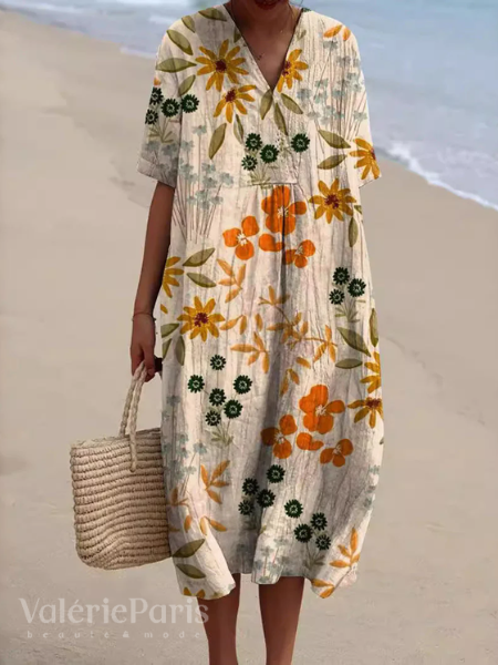 Flowy floral maxi dress for women, ideal for holidays, beach trips, or everyday comfort.