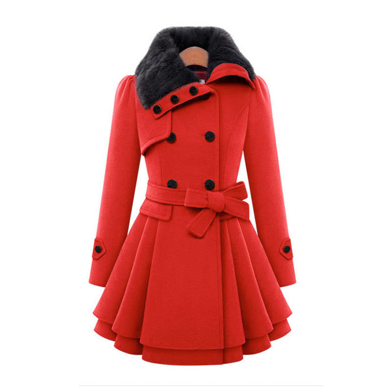 Classic women's long trench coat. Vintage flair, double-breasted, versatile and stylish outerwear for any occasion.
