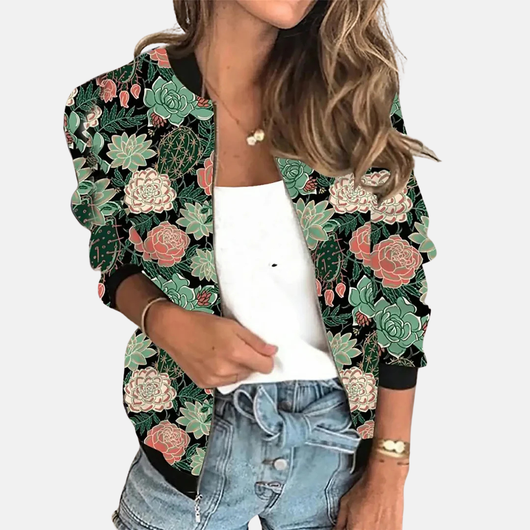 Women's vintage-inspired bomber jacket, perfect for retro street style fashion, versatile spring & fall outerwear.