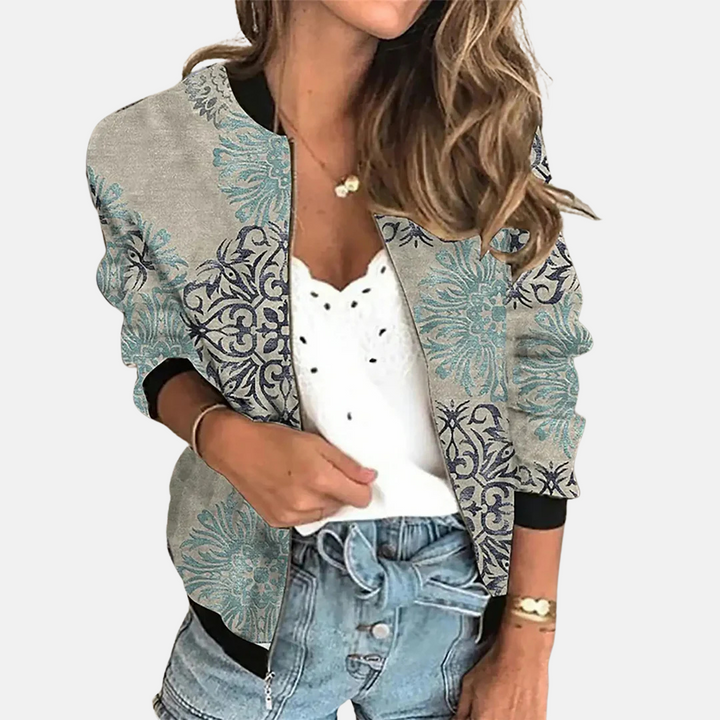 New women's classic bomber jacket, a stylish vintage & retro outerwear piece. Perfect for versatile spring/fall fashion.