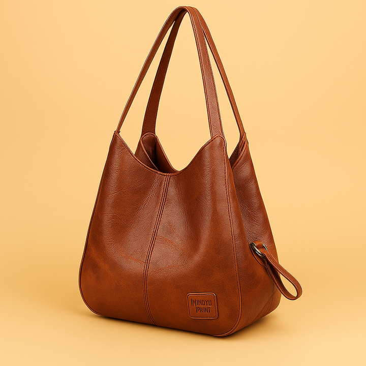 Chic vintage leather clutch for women, part of the 4-piece set, ideal for evenings & special occasions.