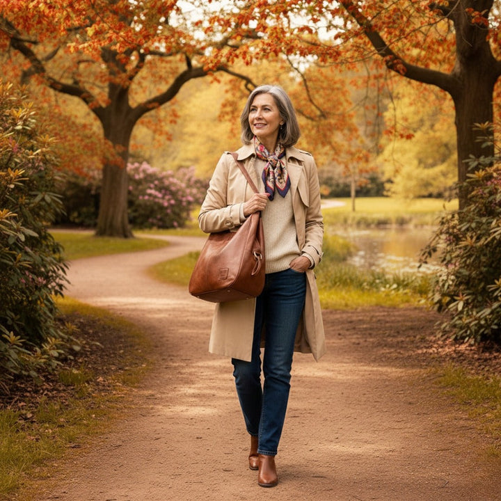 Full 4-piece vintage leather handbag set for women, displayed as a complete fashion accessory collection.