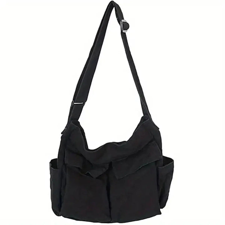 Women's vintage multi-pocket canvas tote & crossbody bag, ideal for casual everyday style.