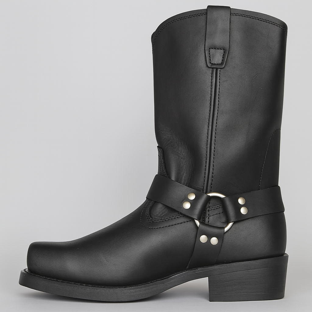 Women's vintage western cowboy boots with durable leather, mid-calf design, and stylish block heel for timeless fashion.