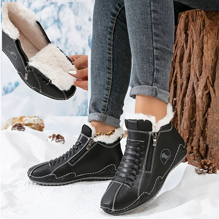 Women's warm winter zip boots, faux-fur lined for ultimate coziness and cold weather protection.