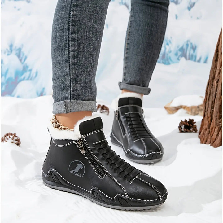 Stylish zip-up women's winter ankle boots, faux-fur interior for warmth and everyday comfort.