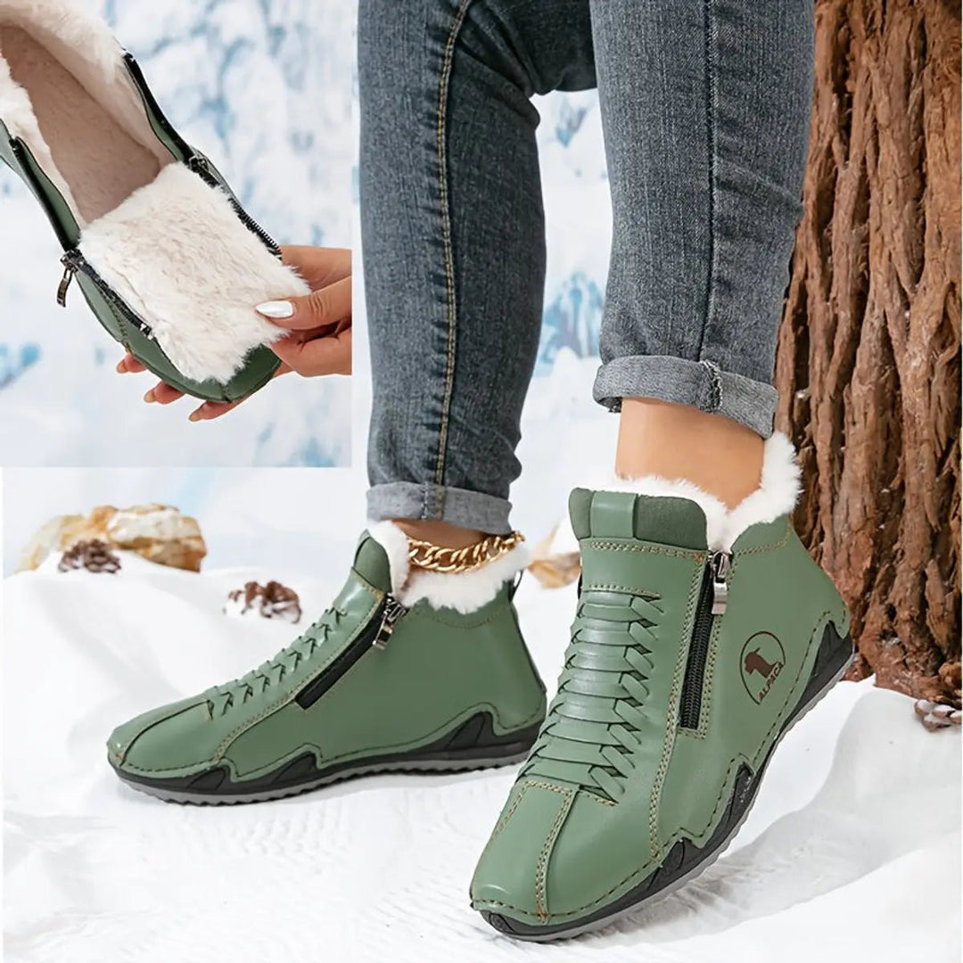 Women's comfort winter boots, zip-up style, faux-fur lined, perfect for snow and cold.
