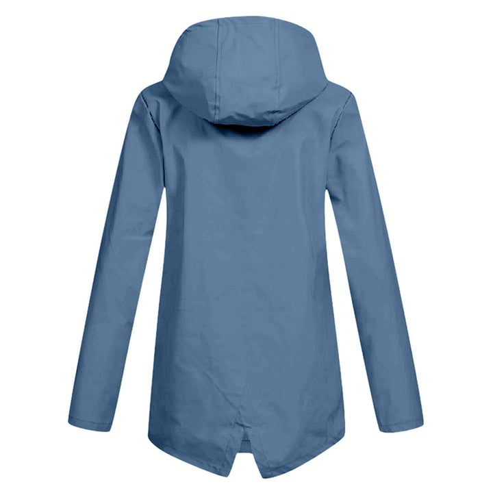 Versatile women's waterproof mid-length coat with zipper, perfect for daily wear & travel.