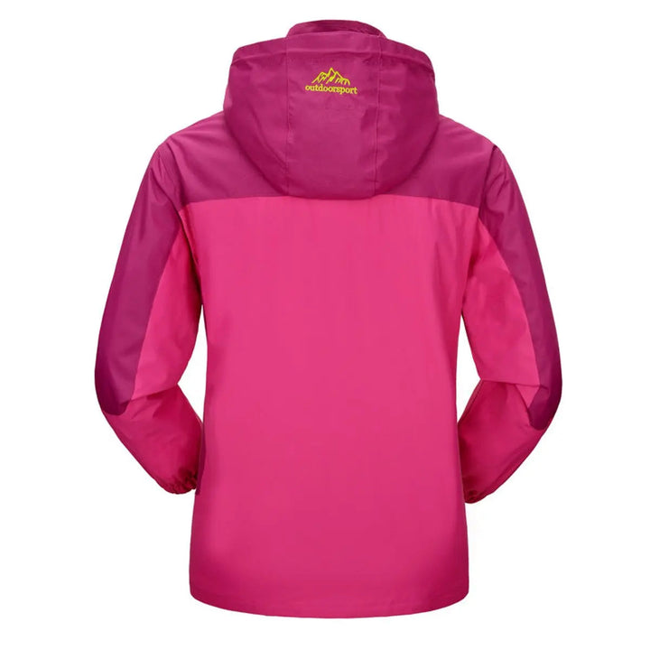 Women's waterproof quilted jacket with hood, ideal for outdoor hiking & all-weather activewear. Lightweight & comfortable.