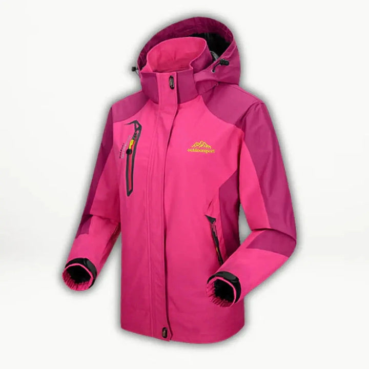 Women's activewear hooded quilted jacket. Waterproof, lightweight & perfect for outdoor hiking and travel in all weather.