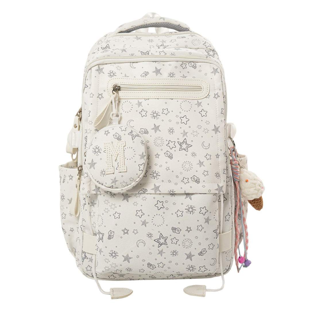 Colorful women's backpack with playful star pattern, a stylish & practical choice for students & daily adventures.